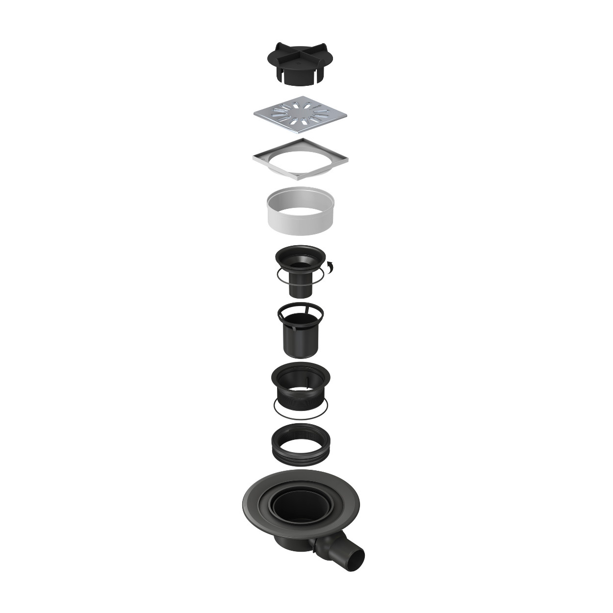 wedi Fundo Punktablauf horizontal DN 50 quadratisch